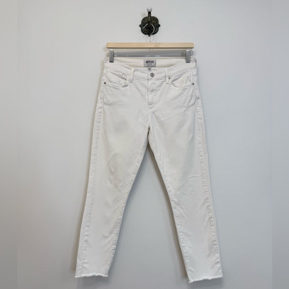 AGOLDE White Sophie Crop Jeans Skinny Ankle Raw Hem Women’s Size 27 Stretch